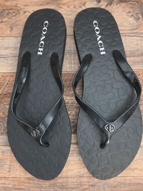 COACH Abbigail Black Flip Flops - EXC - 10